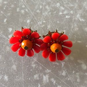 Red Flower Stud Earrings